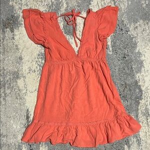 Coral Ruffle Mini Dress